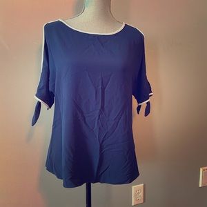 Blue and White Blouse